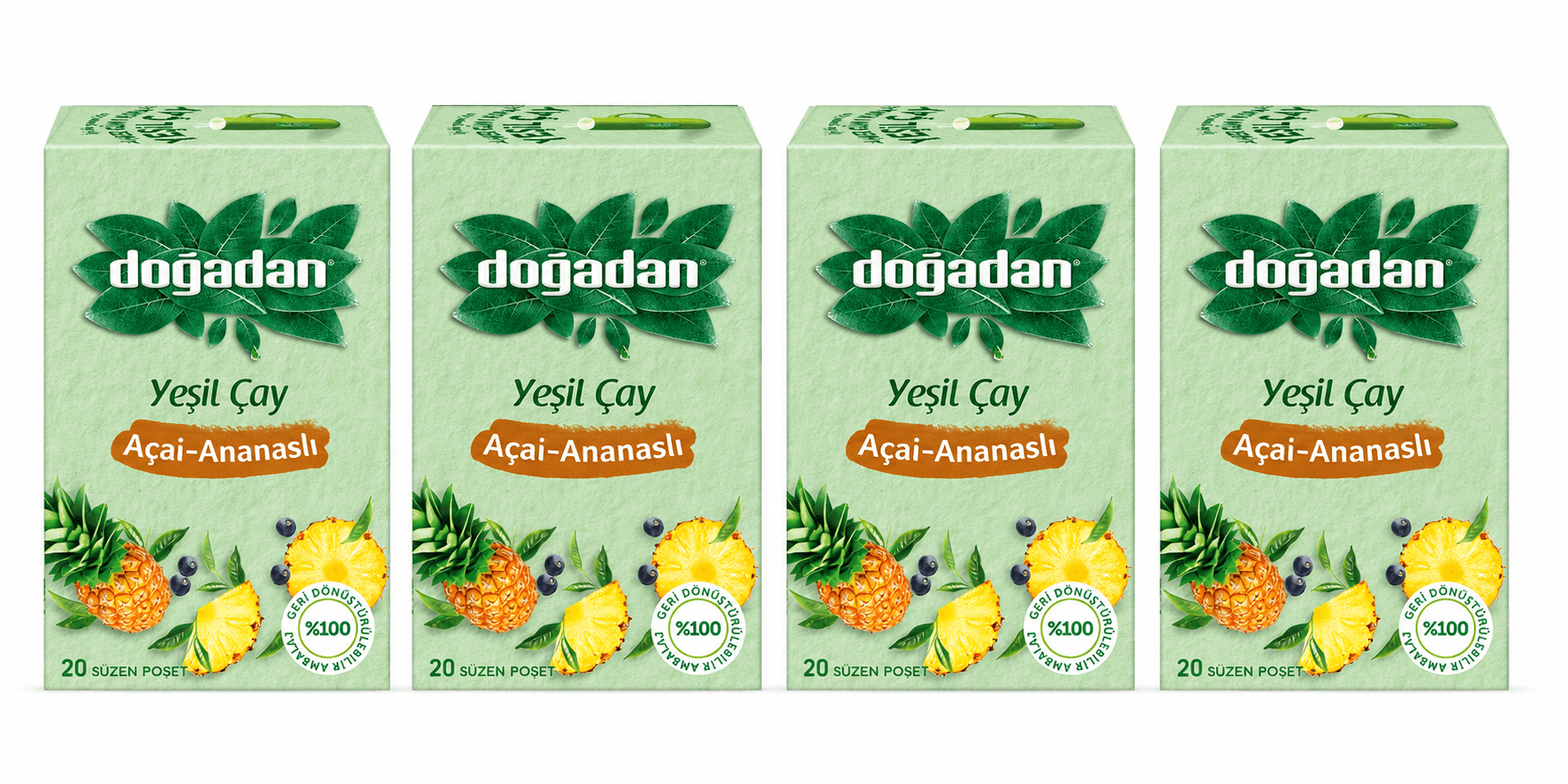 4'Lü Yeşil Çay Açai - Ananaslı