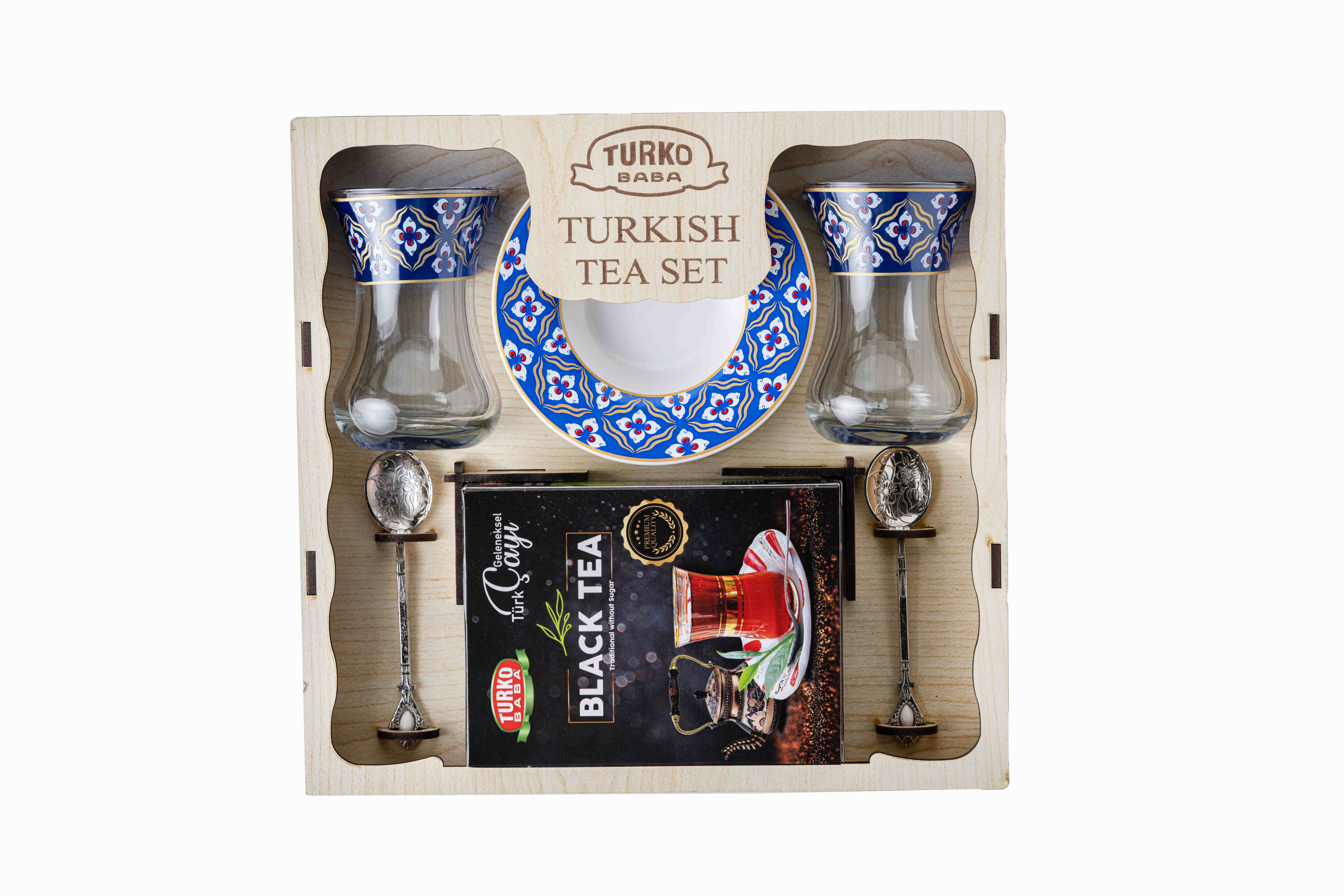 AHŞAP BARDAKLI KAŞIKLI LÜX ÇAY SETİ