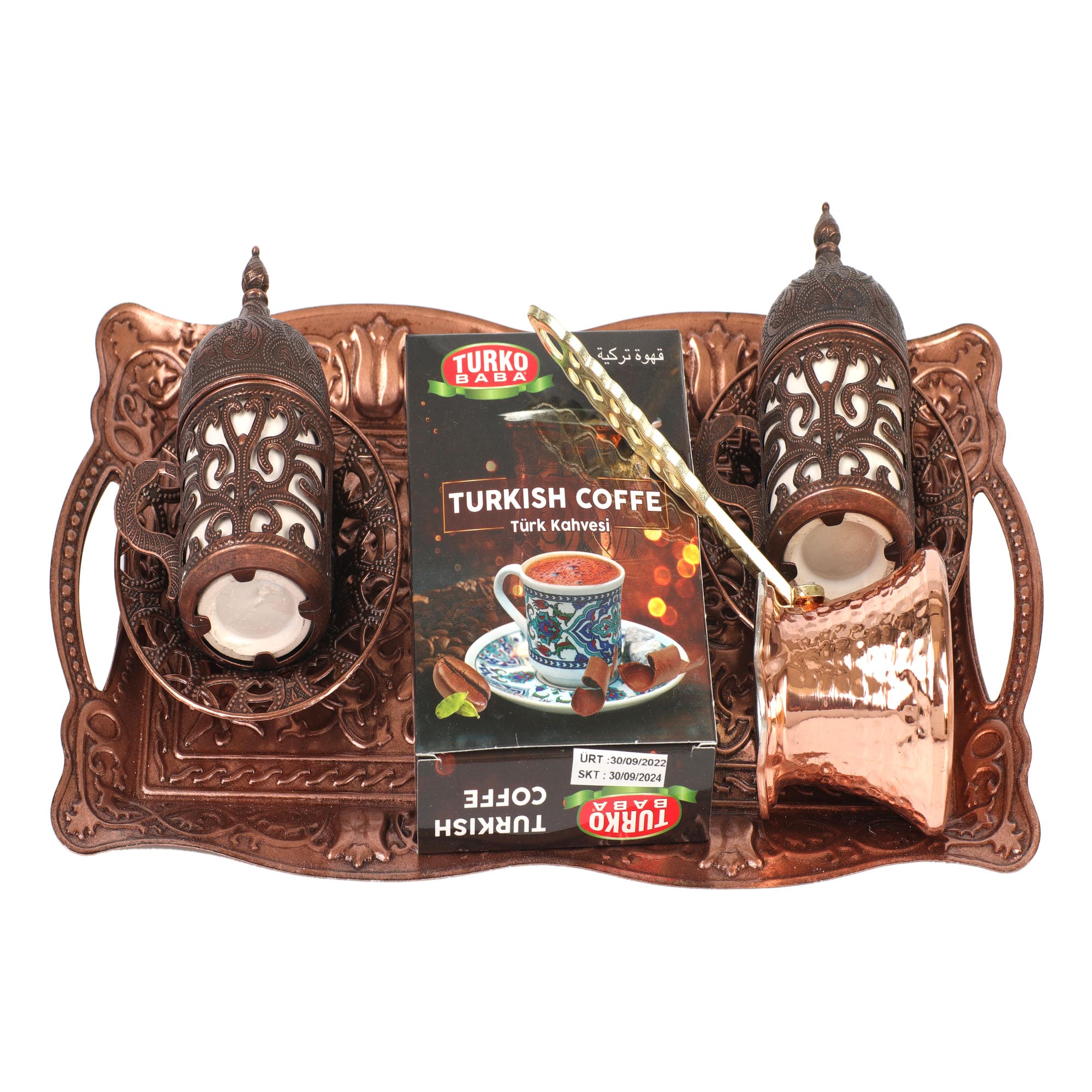 Bakır Düz Tepsili Kahve Seti