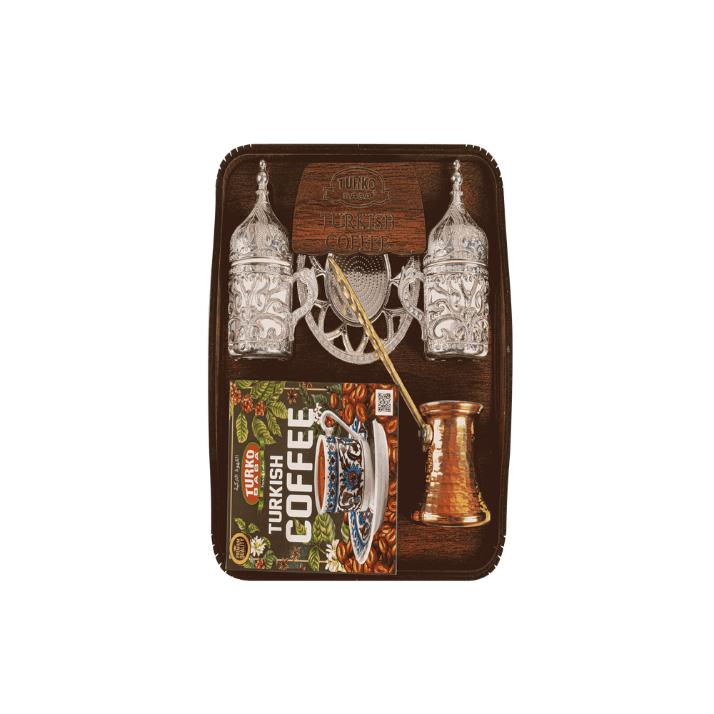Ahşap Cezveli Bakır Kahve Seti