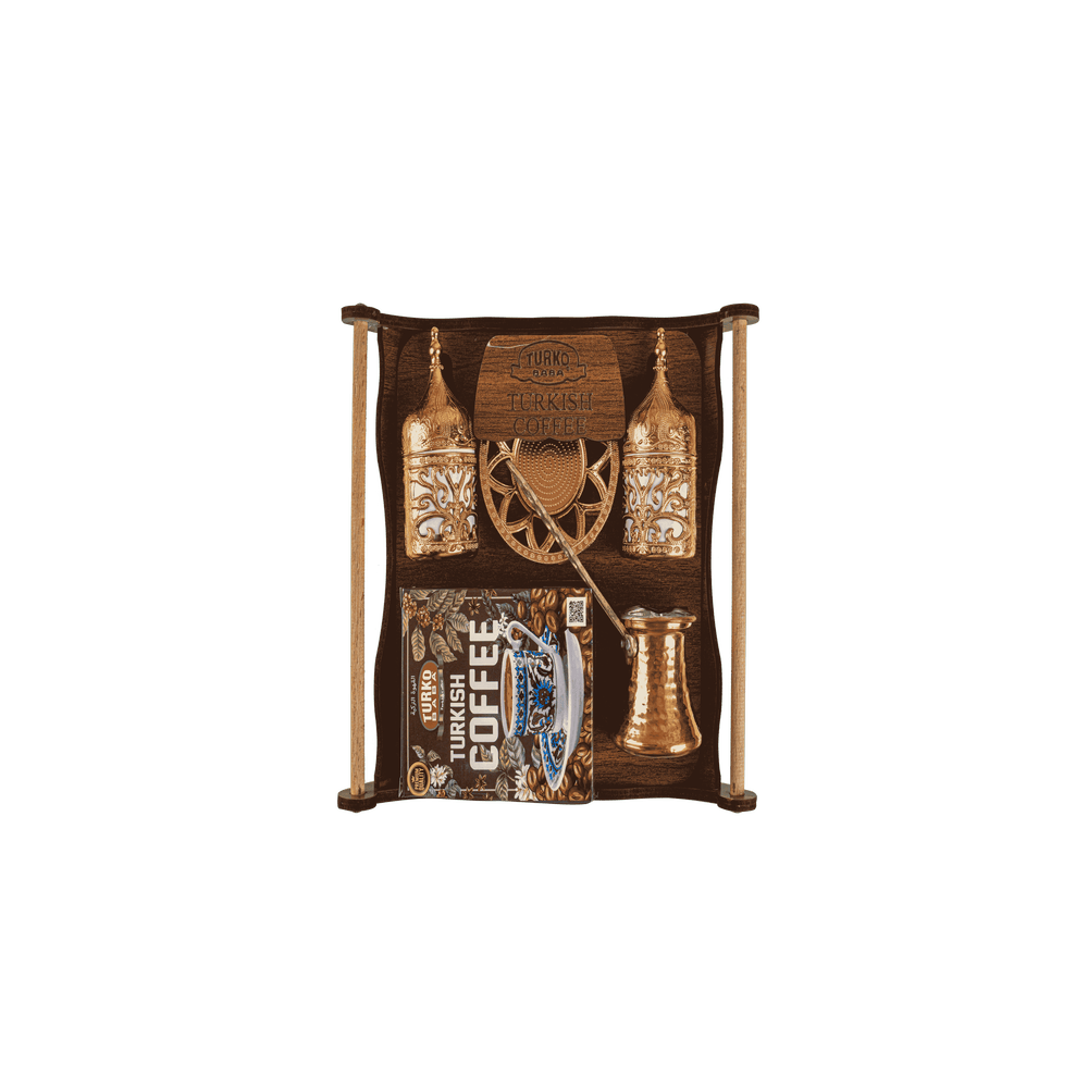 Ahşap Tepsili Bakır Cezveli Kahve Seti