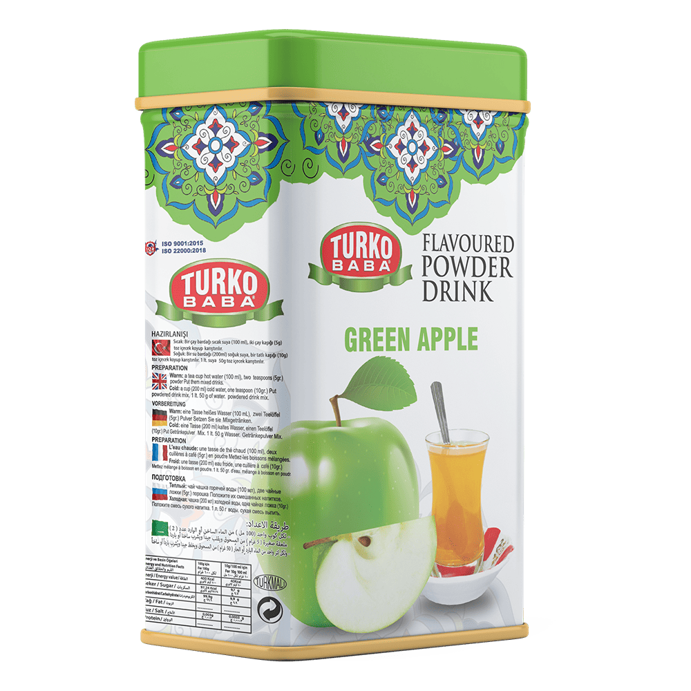 4'Lü Yeşil Elma Aromalı Teneke Toz İçecek ( 250 Gr )